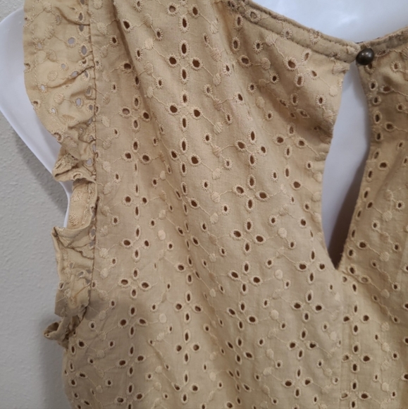 Knox Rose SZ XS‎ Muted Mustard Eyelet Baby Doll Dress w/lining - Picture 5 of 10